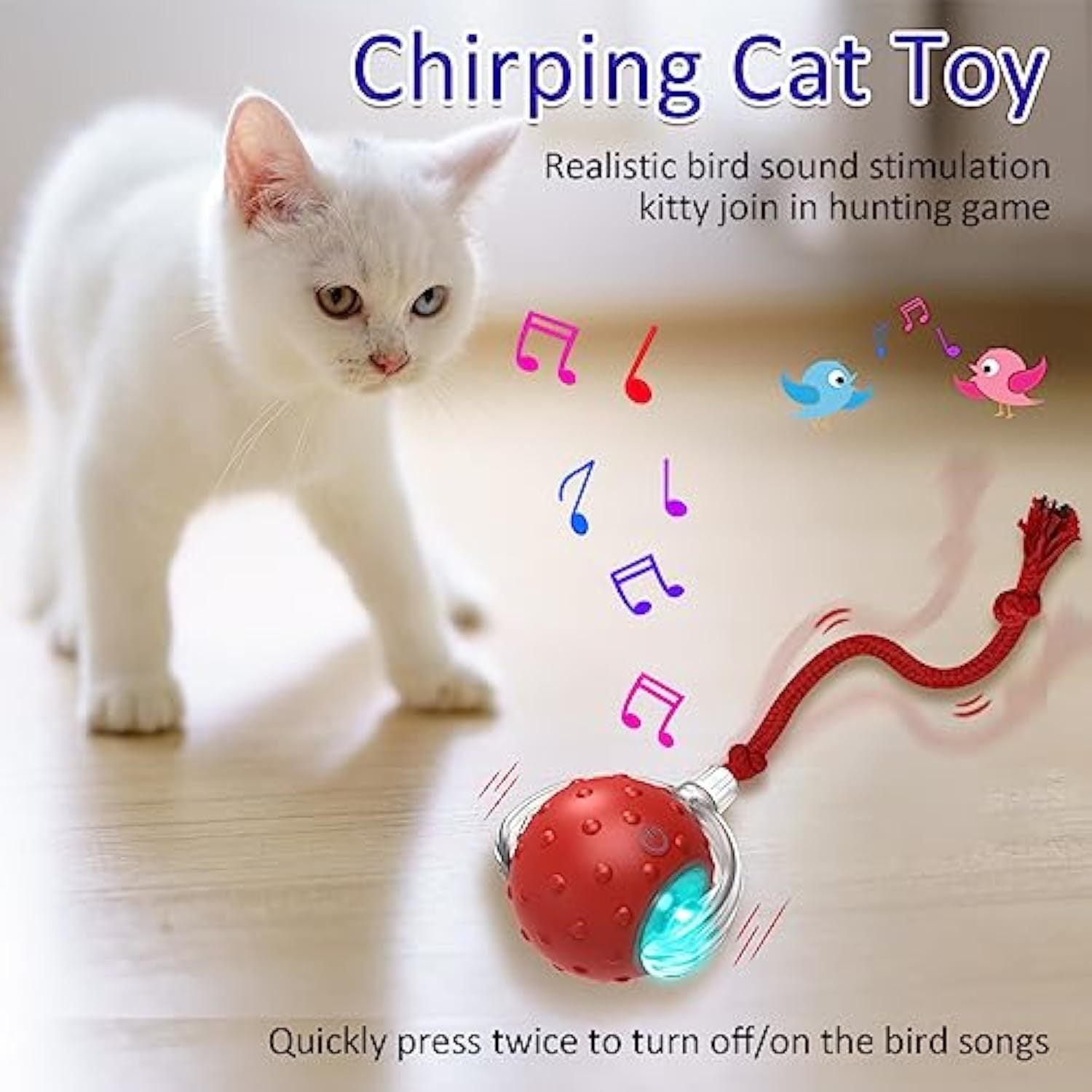 JMT-652298 Interactive Motion-Activated Cat Toy with Fast Rolling and Chirping Sounds for Playful Kittens
