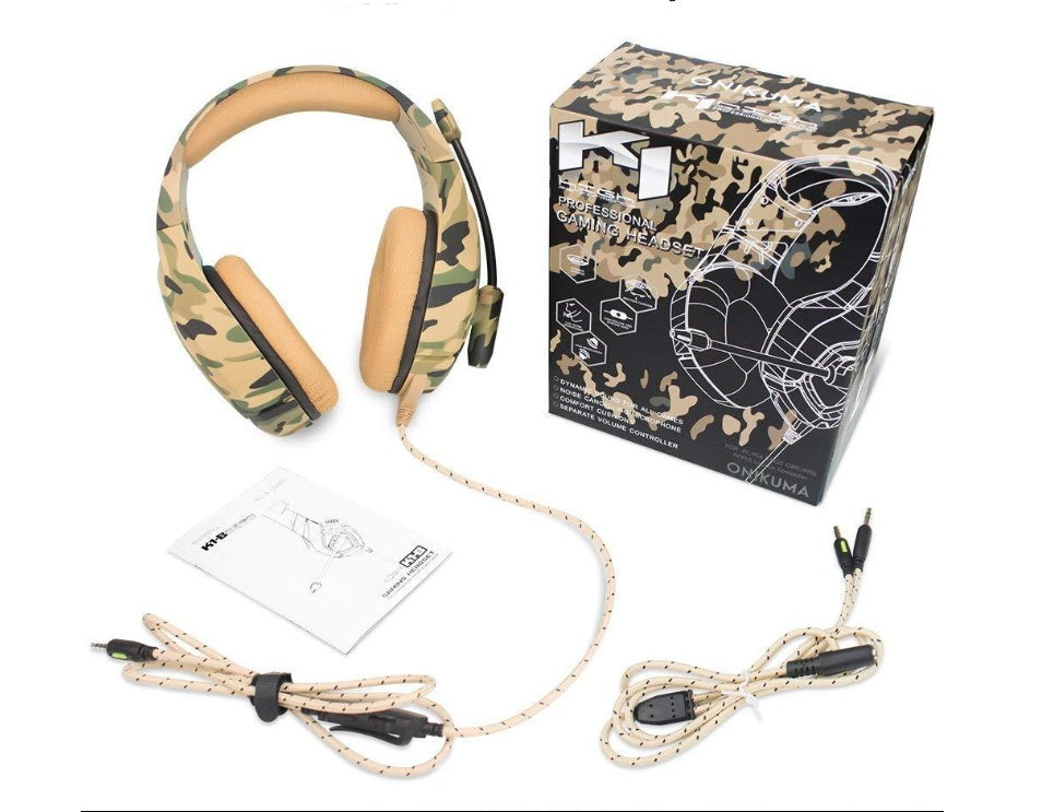 JMT-652490 Destruction Camouflage Wired Gaming Headset with Microphone for PS4 and Mobile Devices