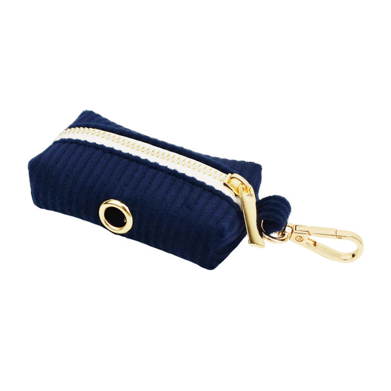 JMT-652490 Navy Blue Corduroy Five-Piece Pet Collar and Leash Set with Bow and Vest
