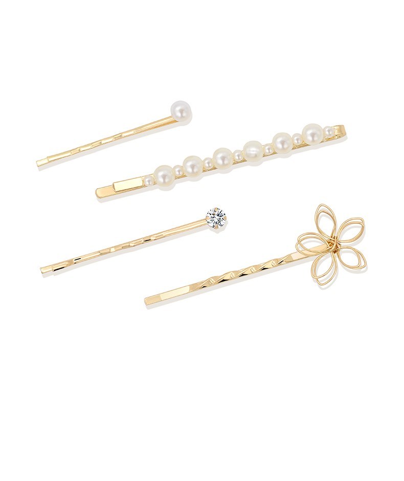 JMT-652682 Elegant Imitation Pearl Side Hair Clip in Fashion Gold - Alloy/Silver/Gold