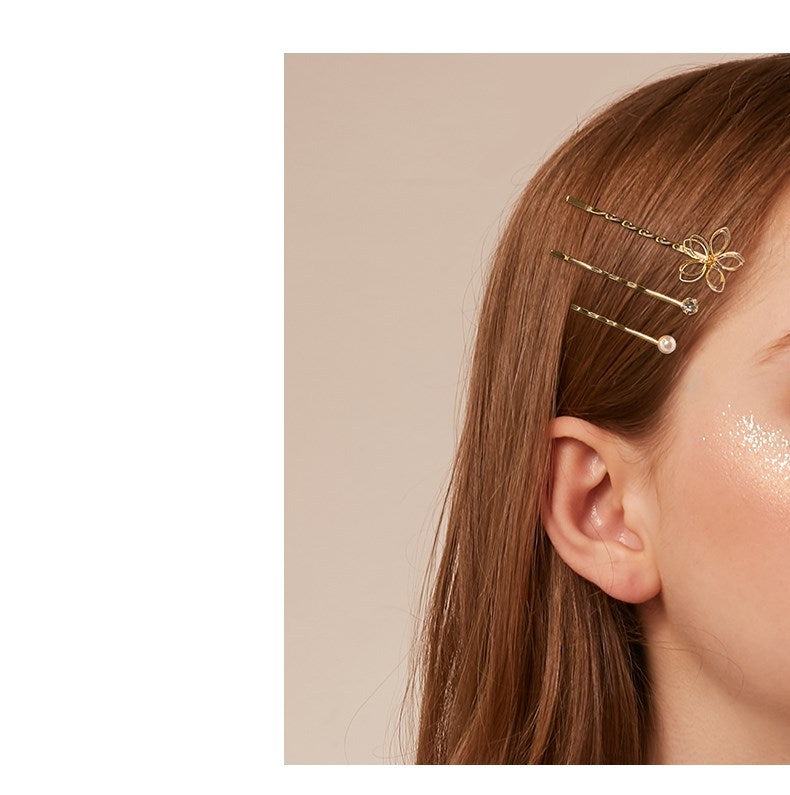 JMT-652682 Elegant Imitation Pearl Side Hair Clip in Fashion Gold - Alloy/Silver/Gold