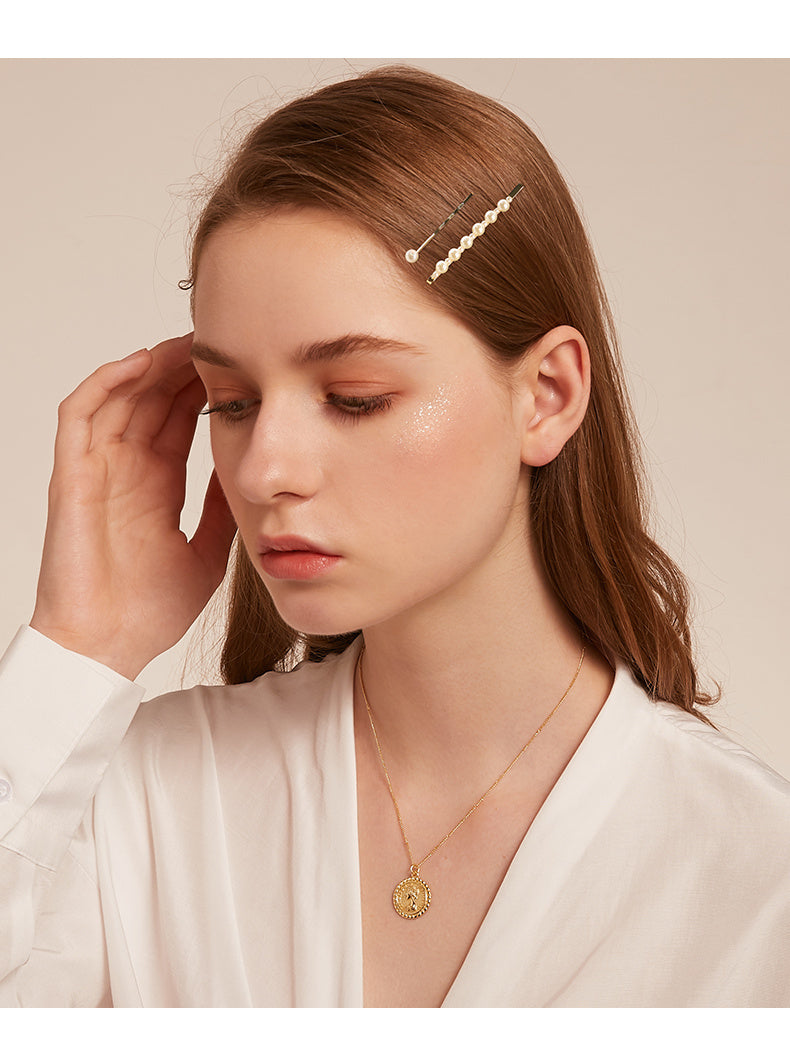 JMT-652682 Elegant Imitation Pearl Side Hair Clip in Fashion Gold - Alloy/Silver/Gold