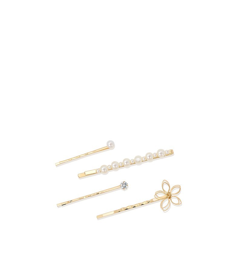 JMT-652682 Elegant Imitation Pearl Side Hair Clip in Fashion Gold - Alloy/Silver/Gold