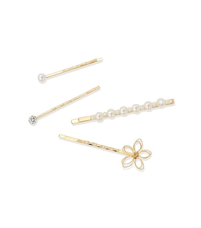 JMT-652682 Elegant Imitation Pearl Side Hair Clip in Fashion Gold - Alloy/Silver/Gold