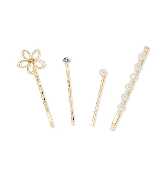 JMT-652682 Elegant Imitation Pearl Side Hair Clip in Fashion Gold - Alloy/Silver/Gold