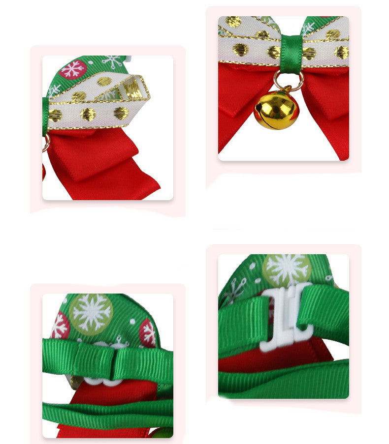 JMT-652810 Snowflake Pattern Dog Bow Tie Collar for Christmas Dress Up