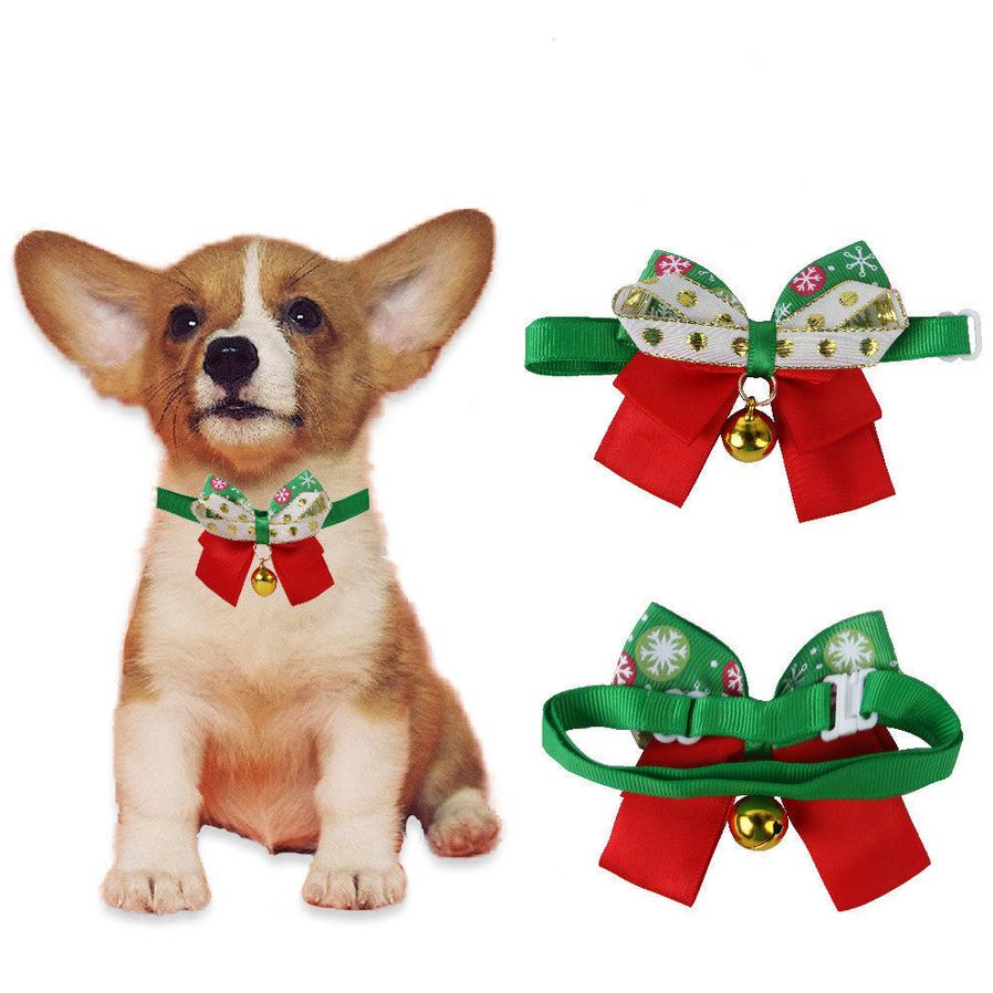 JMT-652810 Snowflake Pattern Dog Bow Tie Collar for Christmas Dress Up