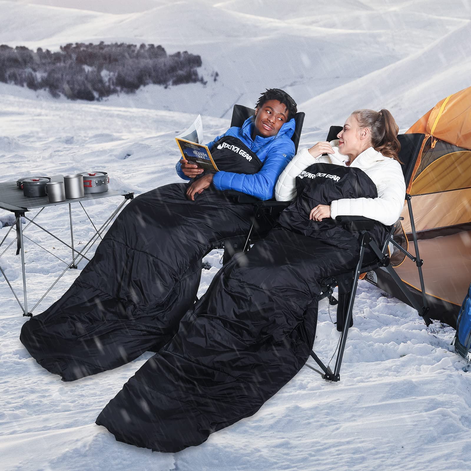 JMT-653002 Heated Sleeping Bag with 5 Heating Areas and 3 Adjustable Temperature Settings for All-Season Outdoor Use
