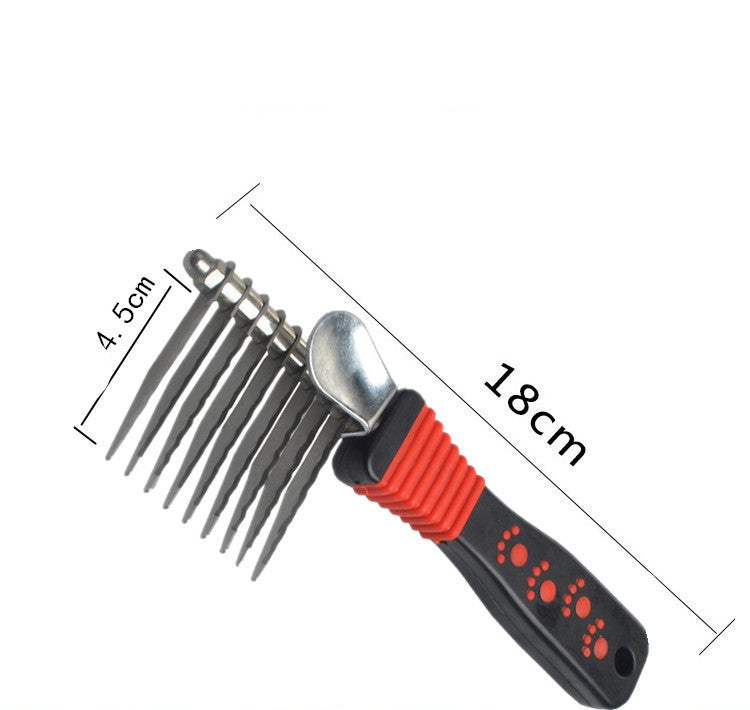 JMT-653386 Stainless Steel Pet Knot Comb for Efficient Dog Hair Removal - Red, 18 x 4.5 cm