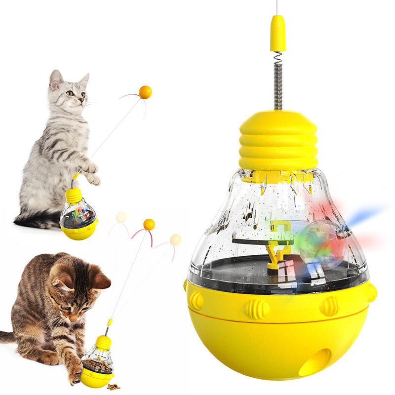 JMT-653450 Interactive Feeding and Play Toy for Cats – Wobble Rocking Design with Teaser Wand, Treat Dispenser, and Light-Up Ball