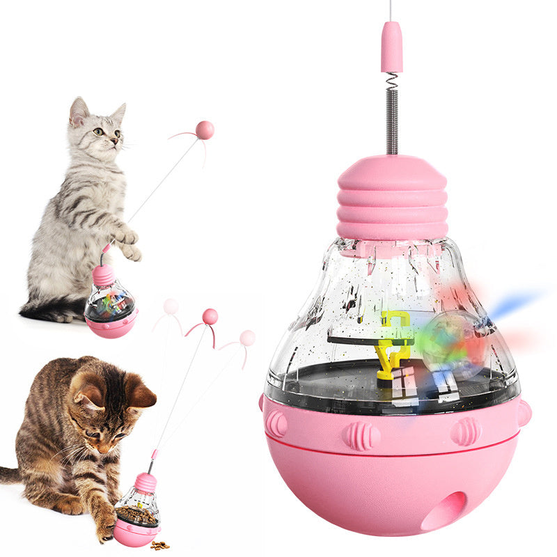 JMT-653450 Interactive Feeding and Play Toy for Cats – Wobble Rocking Design with Teaser Wand, Treat Dispenser, and Light-Up Ball