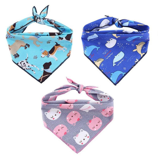 JMT-653770 Triangle Dog Scarf in Animal Print - 100% Cotton, Multi-Size, All Seasons