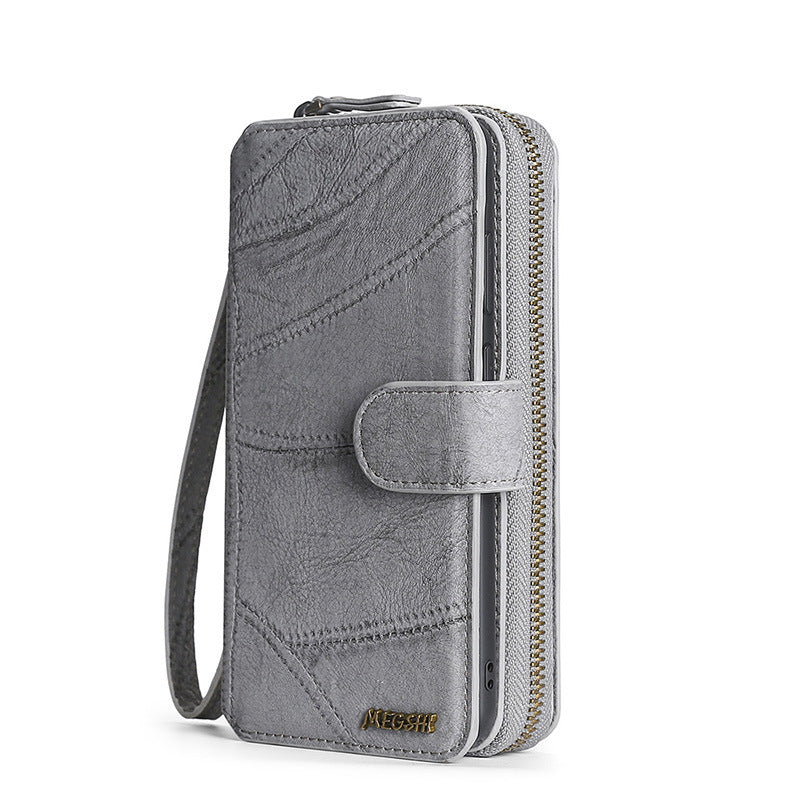 JMT-653834 Leather Wallet Case for Samsung S7, S8, S9, S10, Note8, Note20, A21S, M21 Series in Black, Gray, Wine Red