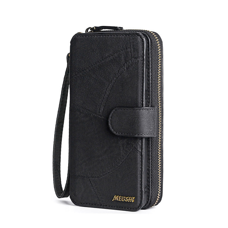 JMT-653834 Leather Wallet Case for Samsung S7, S8, S9, S10, Note8, Note20, A21S, M21 Series in Black, Gray, Wine Red