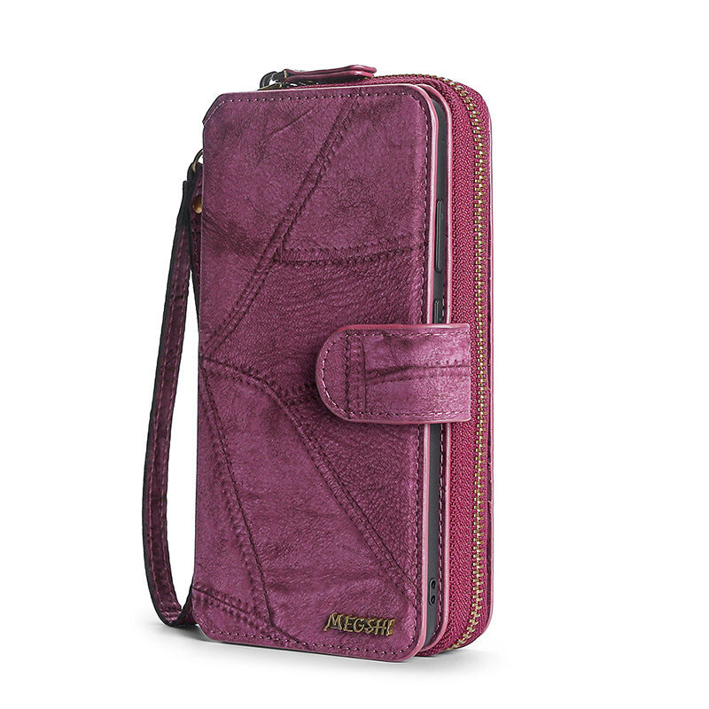JMT-653834 Leather Wallet Case for Samsung S7, S8, S9, S10, Note8, Note20, A21S, M21 Series in Black, Gray, Wine Red