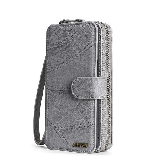 JMT-653834 Leather Wallet Case for Samsung S7, S8, S9, S10, Note8, Note20, A21S, M21 Series in Black, Gray, Wine Red