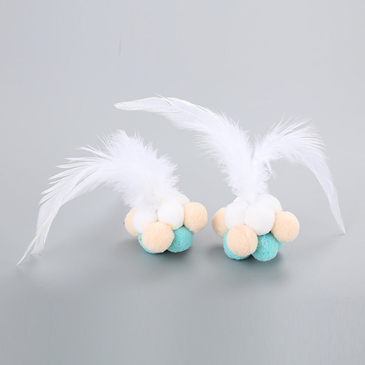 JMT-654602 Colorful Feather Bouncy Ball Cat Toy - Engaging Interactive Play for Your Feline Friend