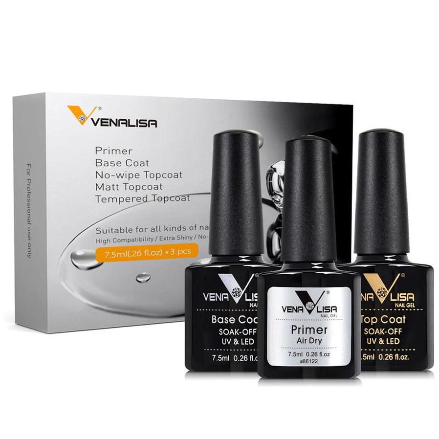 JMT-654602 Rubber Base Nail Polish Set with Matte, Frosted, and Sealing Layers - 7.5ml