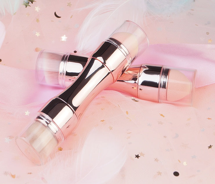 JMT-654730 4-in-1 Portable Makeup Brush Set with PBT Bristles and Latex Sponge Puff