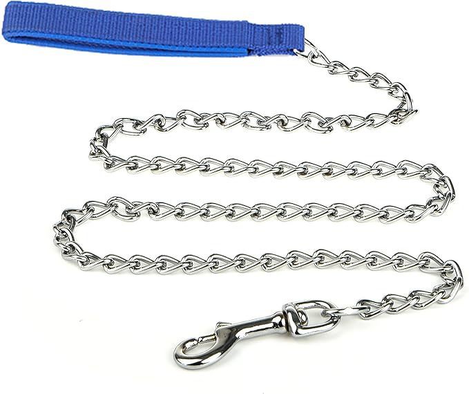 JMT-654794 Heavy-Duty Chew-Proof Metal Dog Leash with Soft Padded Handle for Large and Medium Dogs
