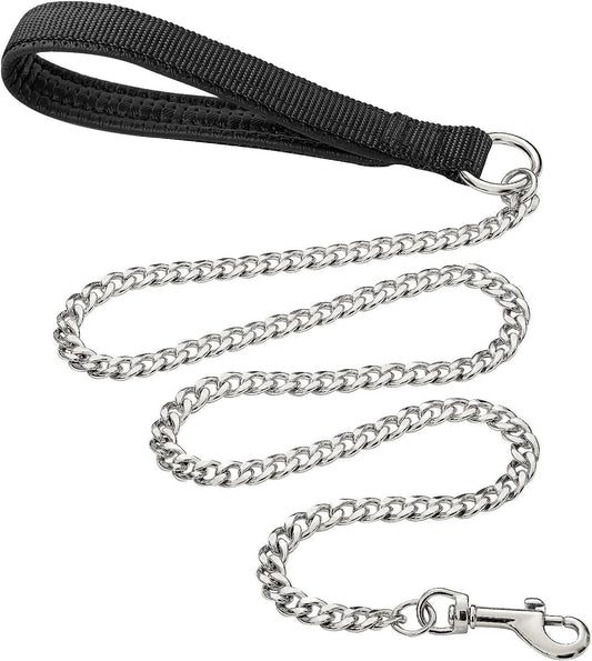 JMT-654794 Heavy-Duty Chew-Proof Metal Dog Leash with Soft Padded Handle for Large and Medium Dogs