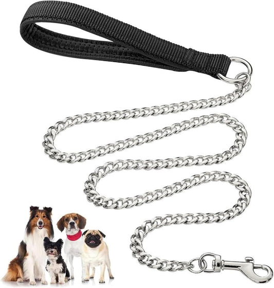 JMT-654794 Heavy-Duty Chew-Proof Metal Dog Leash with Soft Padded Handle for Large and Medium Dogs