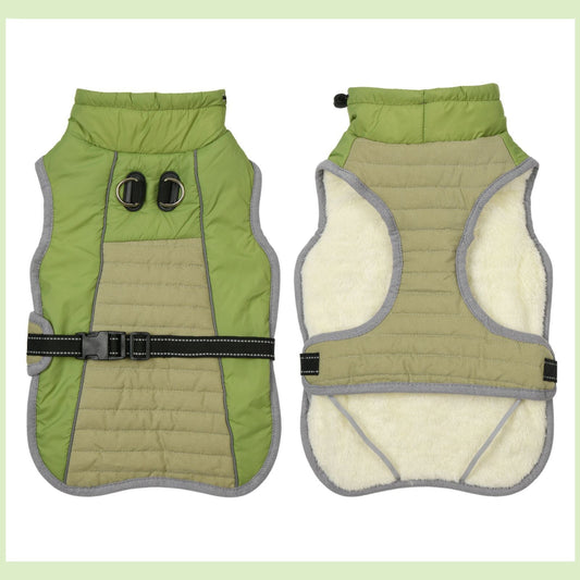 JMT-654922 Casual Reflective Thickening Pet Clothing in Pink, Gray, and Fruit Green Sizes XS to 3XL