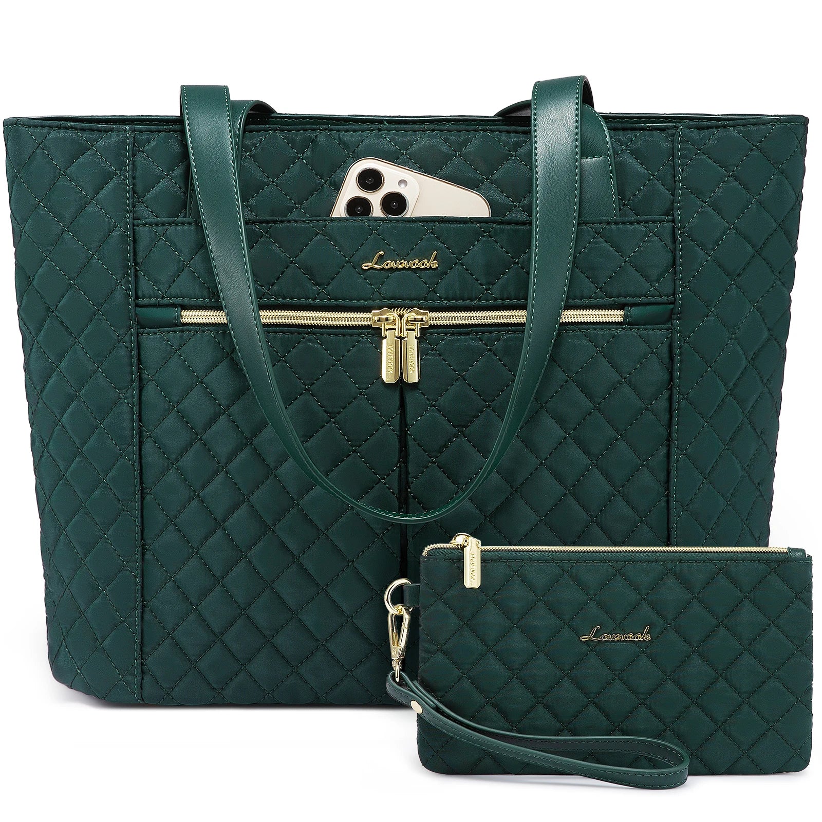 JMT-655178 Quilted Laptop Tote Bag Set for Women - Stylish Work and Travel Handbag with Briefcase for 15.6-inch Laptops