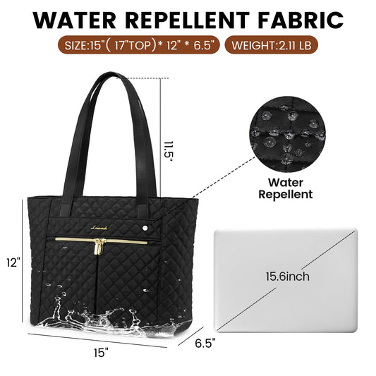 JMT-655178 Quilted Laptop Tote Bag Set for Women - Stylish Work and Travel Handbag with Briefcase for 15.6-inch Laptops