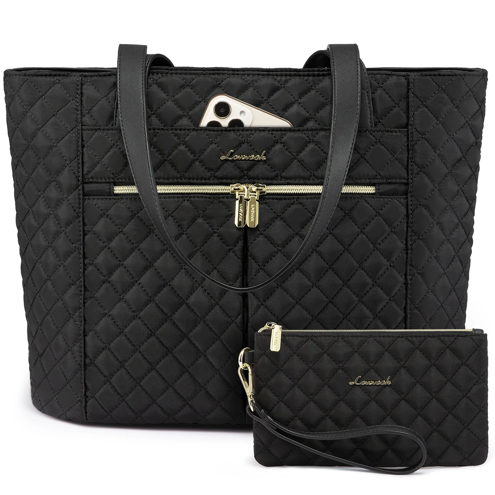 JMT-655178 Quilted Laptop Tote Bag Set for Women - Stylish Work and Travel Handbag with Briefcase for 15.6-inch Laptops