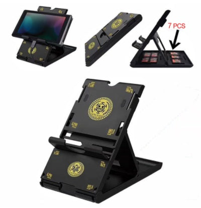 JMT-655306 Adjustable Folding Stand for Nintendo Switch and Mobile Devices with 7 Card Holders - Compact and Durable Design