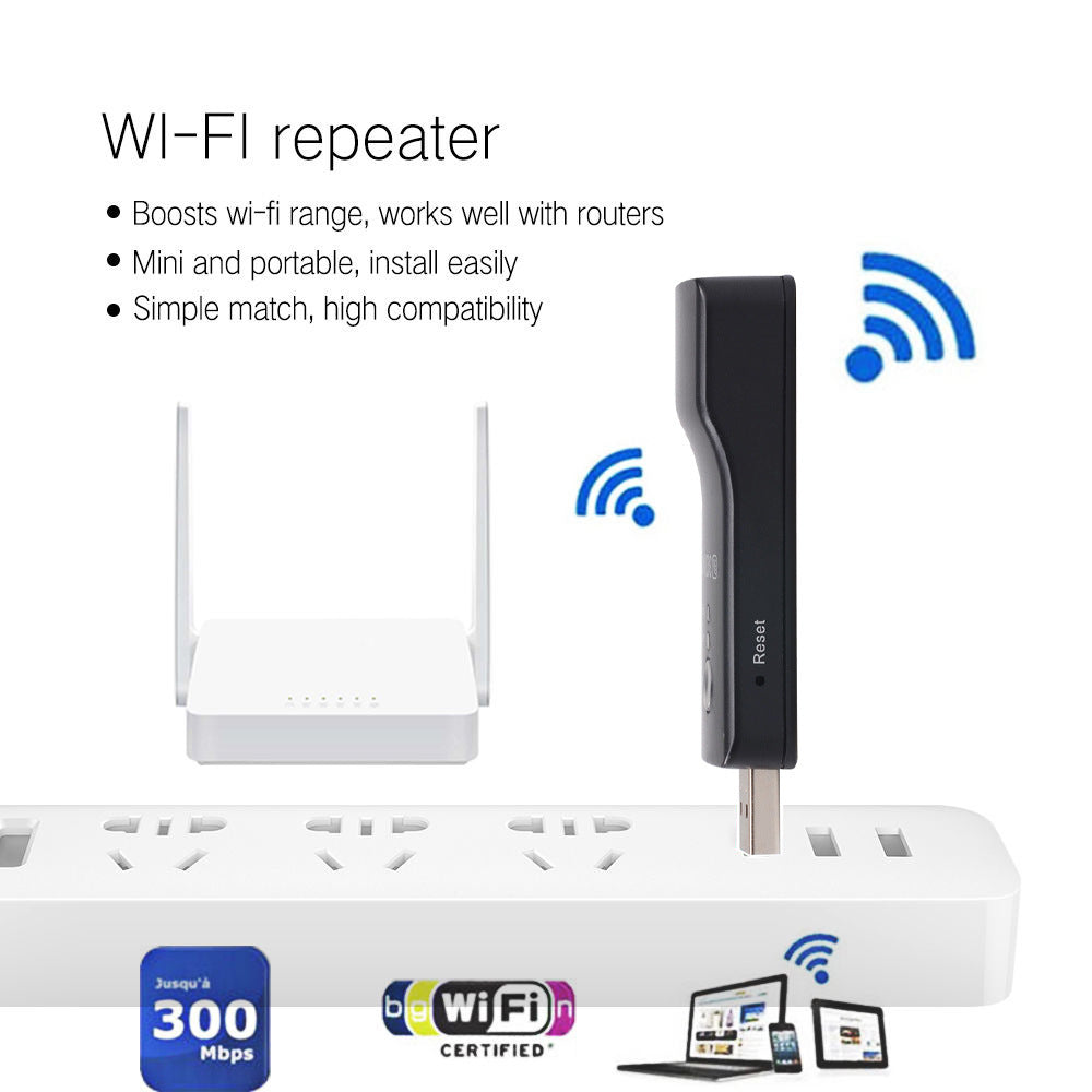 JMT-655562 300M USB WiFi Extender Signal Amplifier and Repeater for Smart TV with WPS Button