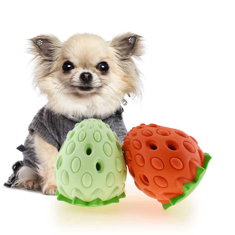 JMT-655754 Durable Rubber Strawberry Leak Food Ball for Dogs and Cats