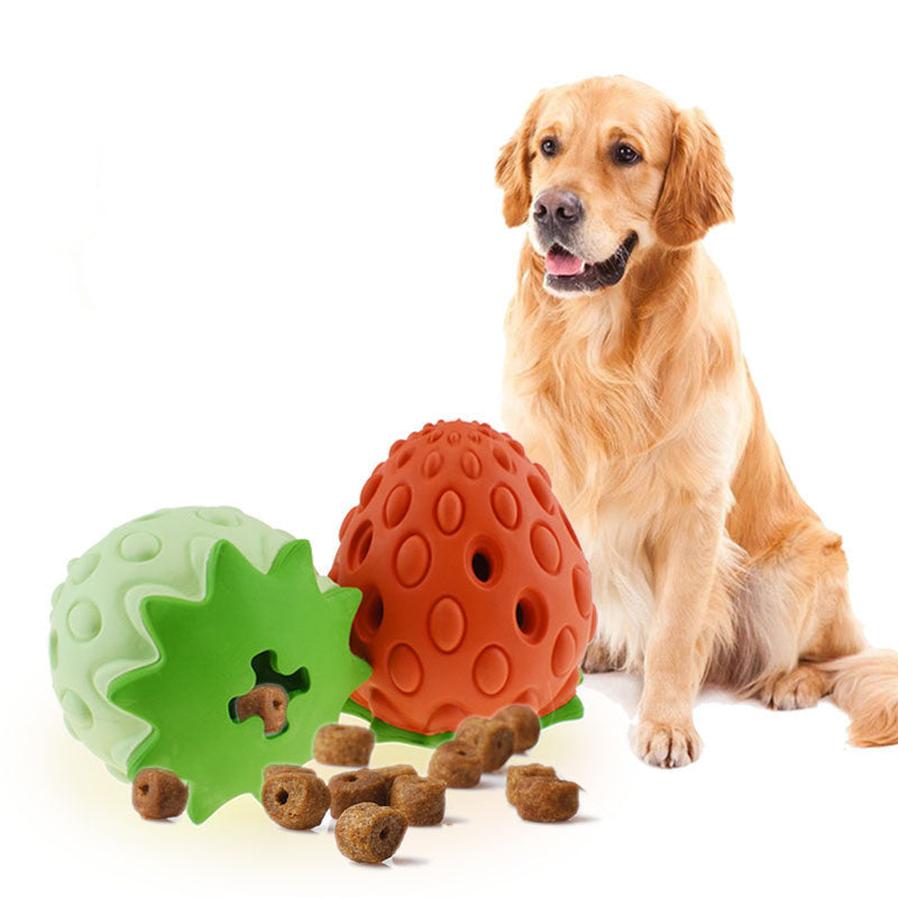 JMT-655754 Durable Rubber Strawberry Leak Food Ball for Dogs and Cats