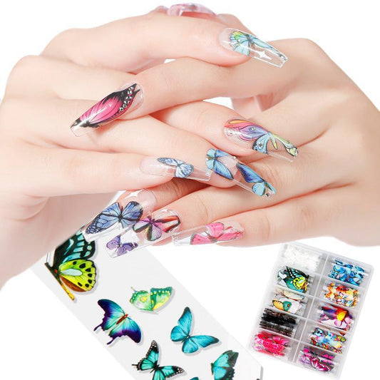 JMT-655754 Nail Butterfly Laser Star Transfer Paper – 10 Color Nail Art Stickers (63g)