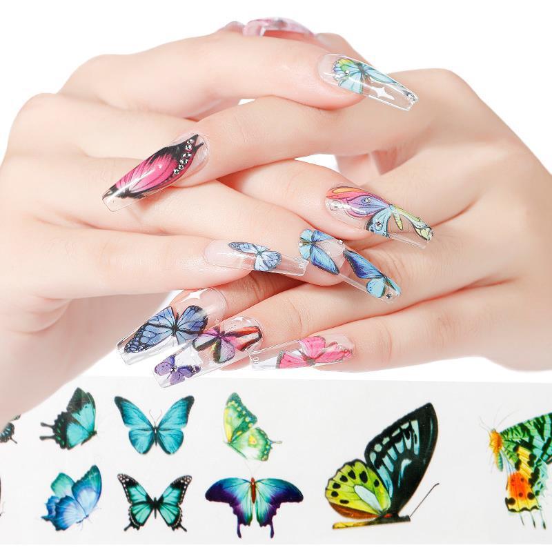 JMT-655754 Nail Butterfly Laser Star Transfer Paper – 10 Color Nail Art Stickers (63g)