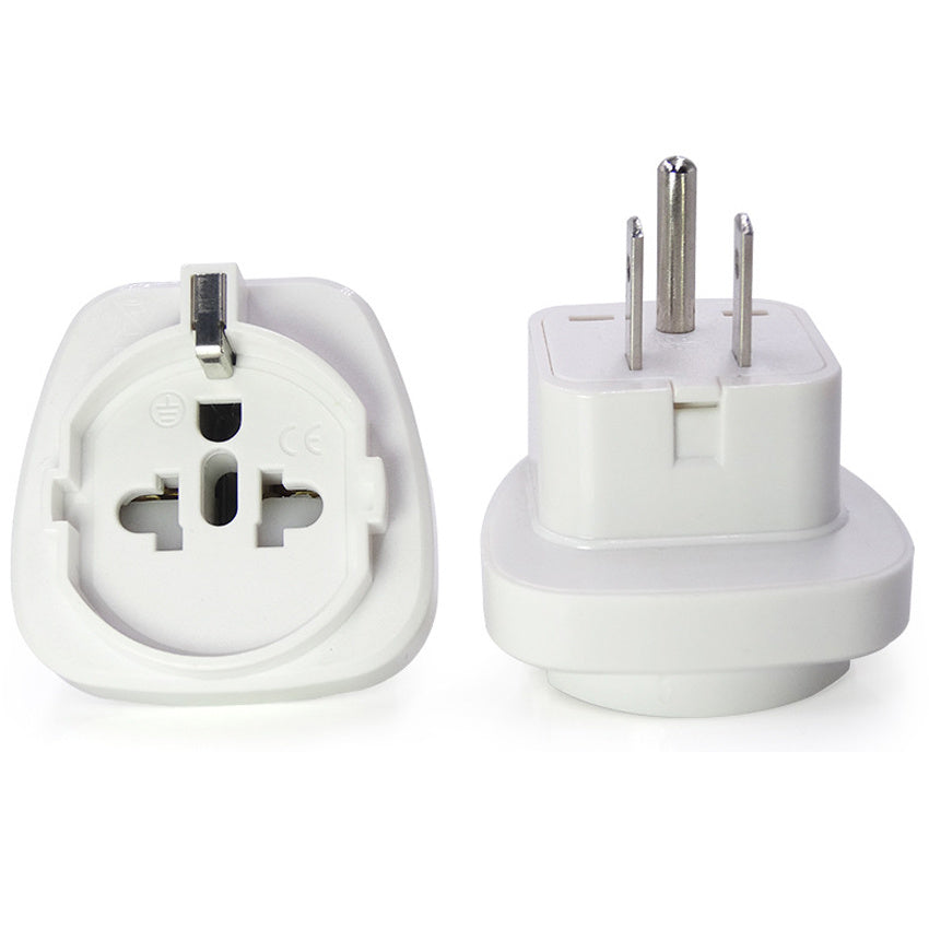JMT-656138 Ground Wire Conversion Plug for U.S. to Europe & Germany, 10A 250V/125V, Black/White