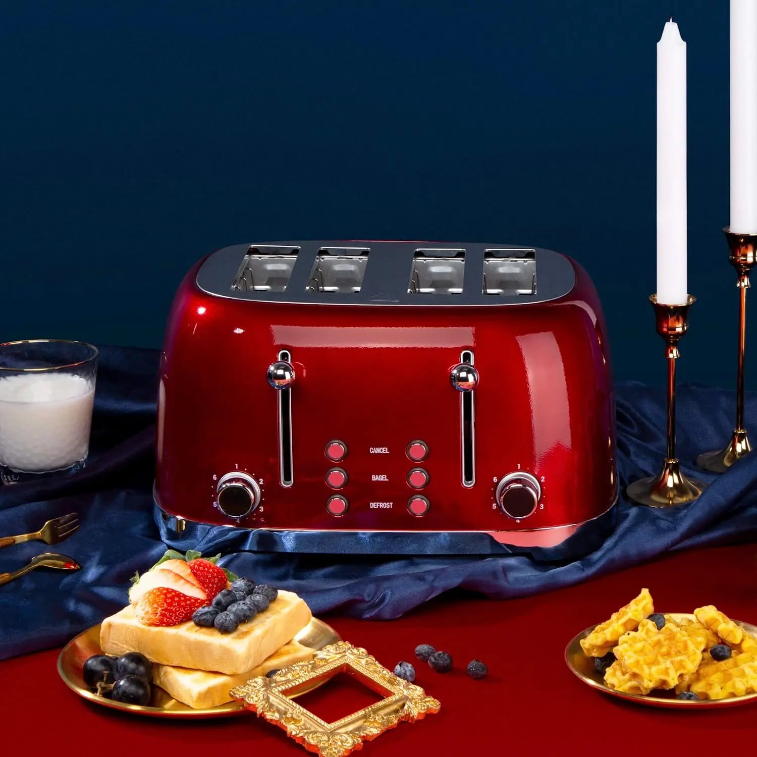 JMT-656266 4-Slice Retro Electric Toaster with Adjustable 1-6 Level Browning Control