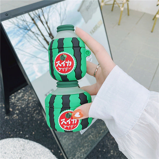 JMT-656266 Silicone Headset Case for AirPods Pro (3rd, 2nd, 1st Generation) - Watermelon Soda Color, Clamshell Design