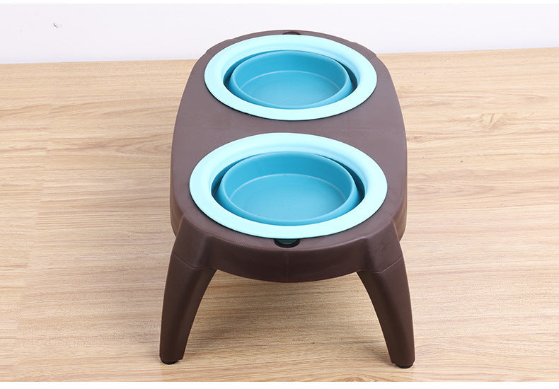 JMT-656778 Folding Double Pet Bowl with PP and TPR Material for Convenient Feeding