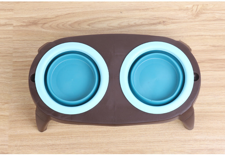 JMT-656778 Folding Double Pet Bowl with PP and TPR Material for Convenient Feeding