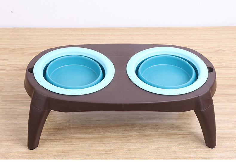 JMT-656778 Folding Double Pet Bowl with PP and TPR Material for Convenient Feeding