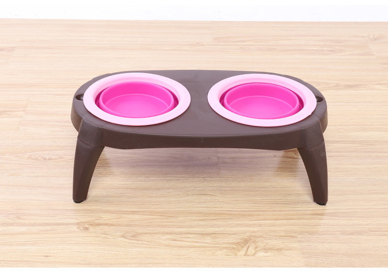 JMT-656778 Folding Double Pet Bowl with PP and TPR Material for Convenient Feeding