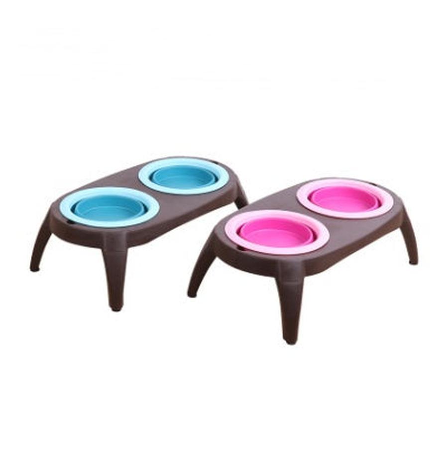 JMT-656778 Folding Double Pet Bowl with PP and TPR Material for Convenient Feeding