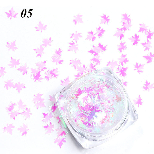 JMT-656906 Gradient Maple Leaf Nail Sequins for Nail Art and Craft Decoration
