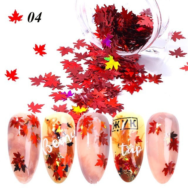 JMT-656906 Gradient Maple Leaf Nail Sequins for Nail Art and Craft Decoration