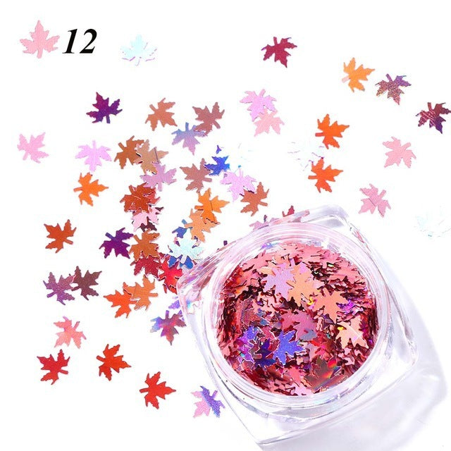 JMT-656906 Gradient Maple Leaf Nail Sequins for Nail Art and Craft Decoration