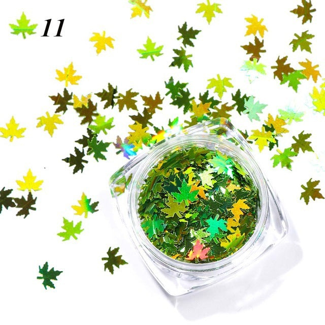 JMT-656906 Gradient Maple Leaf Nail Sequins for Nail Art and Craft Decoration
