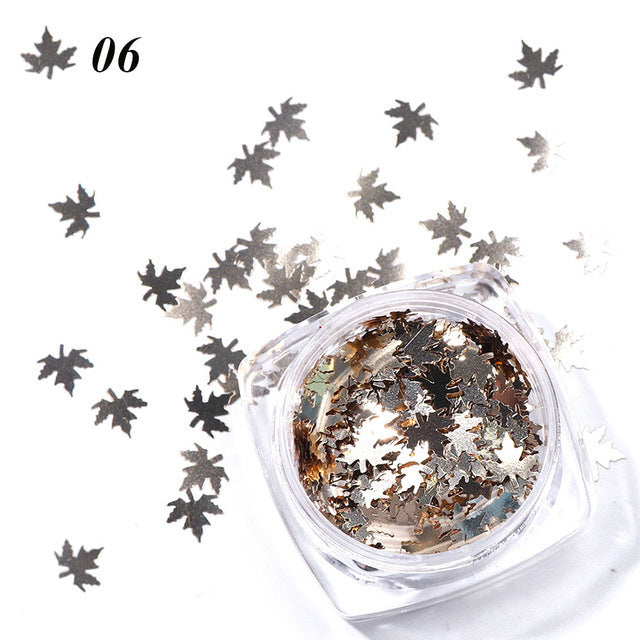 JMT-656906 Gradient Maple Leaf Nail Sequins for Nail Art and Craft Decoration