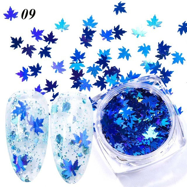 JMT-656906 Gradient Maple Leaf Nail Sequins for Nail Art and Craft Decoration